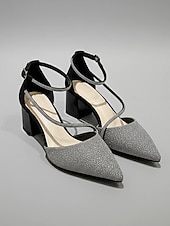 tanie Druhna-Damskie Buty ślubne Buty pumpy Bling Bling Buty Sandały na obcasie Buty musujące Codzienny Impreza Ślub Jednokolorowe Obcasy ślubne Buty druhny Kryształ górski Masywny obcas Nasek w szpic Elegancja