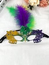 levne Příslušenství-Dámská pírková benátská maškarní maska - Barevný laserem vyřezávaný kostýmový doplněk pro karnevalové párty cosplay a oslavy