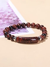 abordables Fête de la Saint-Patrick-Bracelet pour homme en pierre naturelle, perles multicolores avec détails raffinés, idéal pour la Saint-Patrick et au quotidien, élégant et unique.