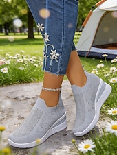 cheap Women's Sneakers-Women's Sparkle Pink Flyknit Platform Sneakers – Stylish Lightweight Knit Shoes for Walking, Shopping, Travel and Daily Wear