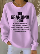 economico Umor e Citazioni Felpe-Per donna Pullover Stampato Grafico Lettera Caldo Classico Casual Manica Lunga Girocollo Top Regolari Casuale Casa Streetwear Blu Nero Bianco Viola Beige Primavera Autunno Inverno