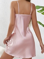 economico Tutine da donna-Per donna Camicia da Notte Casual Morbido Raso Colore Puro Senza schiena Vestiti Quotidiano Casa Da letto Senza Maniche Spalline Nero Champagne Rosa Rosso Viola Estate Vestibilità regolare