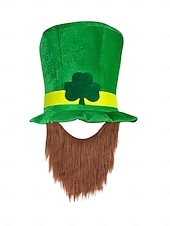  cappello da folletto per il giorno di San Patrizio da uomo – design a trifoglio verde con gambe a strisce, accessorio festoso e divertente per le celebrazioni