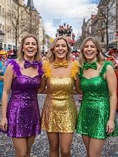 cheap Accessories-Men's Sequin Bow Tie, Polyester Material, Available in Multiple Colors, Perfect for Carnival &amp; Masquerade Balls, Fun &amp; Festive Accessory