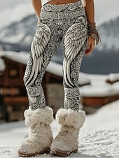 baratos impressão viking-Mulheres Leggings Férias Vintage Estilo Étnico Comprimento total Cintura Alta Gráfico Abstrato Impressão 3D Secagem Rápida Respirabilidade Macio Com Stretch Diário Casa Ao ar livre Cinzento Escuro