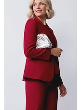 Недорогие Блейзеры и жилеты-Жен. Пиджак Офис Официальные Свадебный гость Эластичная ткань Элегантный стиль Длинный рукав Лацкан с тупым углом Однобортный крой