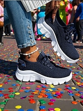 abordables Chaussures de femme-Baskets de course orange pour femmes tissu en mesh respirant chaussures de sport confortables et légères pour le carnaval le festival et les activités de plein air