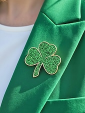 olcso kiegészítők-Női Szent Patrik-napi lóhere bross kitűzőkészlet, ötvözet anyagból, 4 darabos lóhere kitűzőkészlet, elegáns és ünnepi ír stílus kalapokhoz, dzsekikhez, táskákhoz, felvonulásokhoz, partikhoz és ünnepi ünnepségekhez