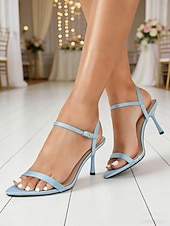 economico Damigella d&amp;#39;onore-sandali da donna con tacco a gattino in raso azzurro chiaro - eleganti scarpe da damigella d'onore in stile city-chic per matrimoni urbani moderni