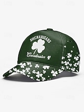 abordables Día de San Patricio-Gorra de poliéster para hombre, "Coordinador de Shenanigans" con estampado de trébol, varios colores, perfecta para el Día de San Patricio y para uso diario.