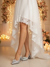 Χαμηλού Κόστους Μητέρα της Νύφης/του Γαμπρού-γυναικείες γόβες με λαμπερά τακούνια και slingback - γκλίτερ με μυτερή μύτη και πέρλες &amp;κρυστάλλινα διακοσμητικά, κομψό και άνετο στυλ για μητέρες που παρευρίσκονται σε γάμους σε εσωτερικούς χώρους