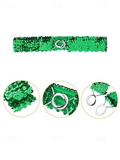 baratos Dia de São Patricio-Cinto feminino de lantejoulas, em poliéster elástico, disponível em várias cores, perfeito para o Dia de São Patrício, carnaval e uso diário.