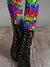  Dames Leggings Gezellige leggings Vakantie Casual Volledige lengte Hoge taillePantsValentijnsdag Hart Grafisch Opdrukken Comfort Comfortabel Rekbaar Casual Dagelijks Vakantie Regenboog Lente Herfst
