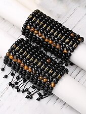 billige Menns smykker-Justerbart armbånd i naturstein for menn med alfabetbokstavdesign, kan tilpasses med 26 bokstaver, perfekt for gave, uformelle anledninger og spesielle anledninger