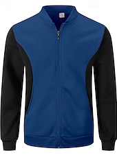 Недорогие Повседневные куртки-Муж. Легкая куртка Повседневная куртка Повседневные на открытом воздухе Карман Весна Осень Контрастных цветов Уличный стиль Стиль Воротник-стойка Обычная