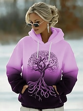 economico Arte &amp; Design Tops-Per donna Felpa con cappuccio Grafico Geometrico Casual Manica Lunga Con Cappuccio Top Regolari Casuale Streetwear Abbigliamento Quotidiano Blu Nero Bianco Viola Verde Primavera Inverno