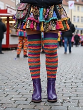 Χαμηλού Κόστους Γυναικεία παπούτσια-Γυναικεία Καρναβαλικά Μπότες Μπλέ Mardi Gras με Μπλοκ Τακούνι - Ποιότητα Δερμάτινη δέρμα Κεντημένο Vintage Λαογραφικό Στυλ Υποστηρικτικά Τακούνια για Παρελάσεις Κοστούμια Καθημερινή Χρήση και