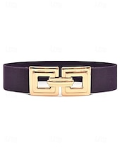 Недорогие День святого Валентина-Эластичный нейлоновый пояс для женщин с квадратной золотой пряжкой, доступен в нескольких цветах, идеально подходит как для повседневной носки, так и для торжественных случаев.