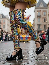 お買い得  女性の靴-女性用マルディグラ赤のパテントフェイクレザープラットフォームヒールにダブルバックルのメリージェーンシューズ - カーニバル、パレード、フェスティバルのお祝いに最適