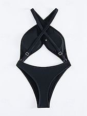 Χαμηλού Κόστους Γυναικεία μαγιό-Γυναικεία Μαγιό Ενα κομμάτι Μπικίνι Σορτσάκια Μαγιό Εξώπλατο Διακοπές Ρούχα παραλίας Συμπαγές Χρώμα Στρογγυλή Λαιμόκοψη Αμάνικο Μαγιό