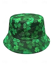 abordables Accesorios-Sombrero de pescador de poliéster para mujer, con trébol y duende del Día de San Patricio, varios patrones, perfecto para el Día de San Patricio y para uso diario.