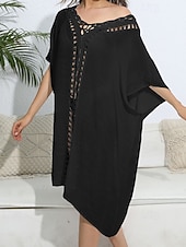 levne Kaftans-Dámské Plavky Přehozy Šaty do vody Sleva až 30% Plavky Vystřižený prázdniny Oblečení na pláž Pevná barva Do V Krátké rukávy Plavky