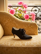 cheap Victorian &amp; Edwardian-Women's 1920s Vintage Satin Lace-Up Oxford Heels – Classic Victorian Style for Ladies, Perfect for Parties, Weddings, Theater Events &amp; Elegant Everyday Wear