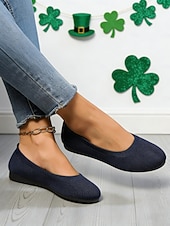 billige Damesko-Grønne Flyknit-flats til dame – stretchy, avslappede, komfortable slip-on-sko, ideelle for St. Patricks dag-feiringer, daglige ærender, brunsjtreff og uformelt kontortilbehør