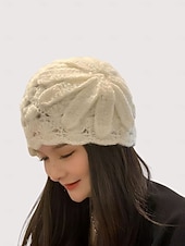 cheap Women's Hats-Women's Red Crochet Flower Bud Hat – Soft and Cozy Knitted Beanie for Winter, Stylish and Warm Accessory for Casual and Outdoor Activities