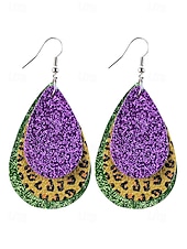 economico Accessori-WooHoo Orecchini di pelle da donna per Mardi Gras – Colorati luccicanti regolabili con design multi-stile – Perfetti per Carnevale e accessori per costumi da ballo mascherato