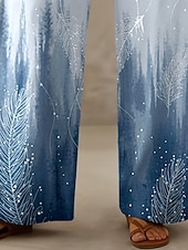 economico Pantaloni Grafici-Per donna Gamba larga Pantaloni Vacanza Casual Lunghezza intera Vita Alta Floreale Grafico Coulisse Tasca Fascia Elastica Comodo Comodità Traspirabilità Micro-elastico Casuale Quotidiano Vacanza Blu