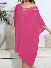 levne Kaftans-Dámské Plavky Přehozy Šaty do vody Sleva až 30% Plavky Vystřižený prázdniny Oblečení na pláž Pevná barva Do V Krátké rukávy Plavky