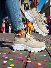 abordables Chaussures de femme-Baskets de course orange pour femmes tissu en mesh respirant chaussures de sport confortables et légères pour le carnaval le festival et les activités de plein air
