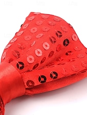 cheap Accessories-Men's Sequin Bow Tie, Polyester Material, Available in Multiple Colors, Perfect for Carnival &amp; Masquerade Balls, Fun &amp; Festive Accessory