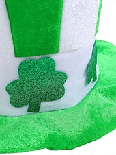 levne Příslušenství-pánská zelená na Den svatého Patrika &amp;Bílý pruhovaný skřítkový klobouk s trojlístky – slavnostní pokrývka hlavy pro oslavy Dne svatého Patrika