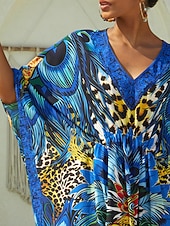preiswerte Lässiges Kleid mit Aufdruck-jungle wild party flowy chiffon leopard kaftan