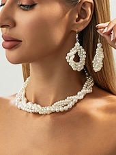 levne Svatba ACC-Dámská sada vícevrstvých perlových šperků - elegantní perlový náhrdelník, visací náušnice &amp;náramek, klasický svatební styl pro nevěsty a družičky &amp;svatební obřady