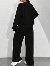 economico Set da due pezzi-Per donna Tuta Set di Pantaloni Bolero Top Manica Lunga Collo alla coreana Tinta unica Coulisse Moda Streetwear Casuale Quotidiano All'aperto Nero Rosa Azzurro cielo Primavera Vestibilità regolare