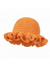 お買い得  アクセサリー-女性用クロシェラッフルバケットマルディグラハット – カーニバル、コスチュームパーティー、ボヘミアンシックスタイル用の多色レインボーニットフェスティバルキャップ