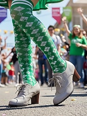  scarpe oxford da donna in pelle verde con tacco brogue e lacci – eleganti per la festa di San Patrizio, calzature per feste festive