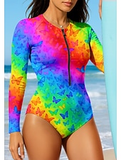 ieftine Rash guards One Piece-Pentru femei Regulat Bariere Iritatie Gradiant Abstract UPF50+ Uscare rapidă Ușor Manșon Lung Salopetă Tricou Înot Surfing Canotaj Plajă Vară