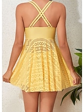 abordables Nadar-Trajes de baño de mujer vestidos de baño de dos piezas traje de baño de tankini sin espalda cintura alta ropa de playa de vacaciones color sólido escote en V trajes de baño sin mangas