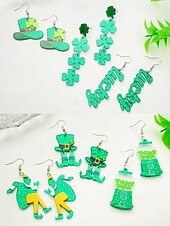 abordables Accessoires-Boucles d'oreilles trèfle en acrylique pour femmes, idéales pour la Saint-Patrick. Modèle léger à paillettes, plusieurs styles disponibles sur le thème du trèfle et de l'Irlande, parfaites pour les défilés, les fêtes, les événements et les célébrations.