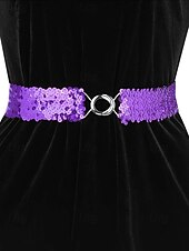 baratos Dia de São Patricio-Cinto feminino de lantejoulas, em poliéster elástico, disponível em várias cores, perfeito para o Dia de São Patrício, carnaval e uso diário.