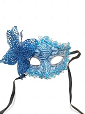 billiga Tillbehör-Damernas Lila Spetssmetande Fjärilsmaske Mardi Gras Mask med Blomdetaljer - Elegant Venetiansk Karneval Kostymtillbehör för Fester  Bollar