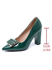 preiswerte Frauen Schuhe-Grüne Lack-Pumps aus Kunstleder mit Metalldetails – High Heels für die St. Patrick's Day-Feier, festliche Mode für Partys