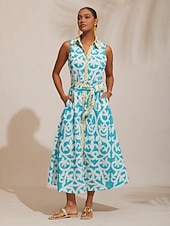  Maxikleid mit Hemdkragen, Gürteltasche