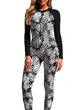 economico Rash Guards Interi-Per donna Standard Top sottomuta Rash Guard completo per il corpo Costume da surf intero Floreale Tropicale Con zip con reggiseno incorporato Cerniera Frontale Protezione Solare UV Coppa larga UPF50+