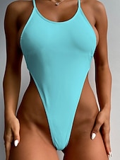 economico Costumi interi-Per donna Costumi da bagno Intero Costume da bagno Perizoma intero Senza schiena Vacanza Abbigliamento da Spiaggia Tinta unica Girocollo Senza Maniche Costumi da bagno