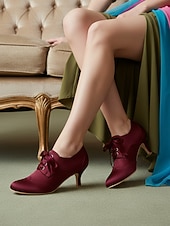 cheap Victorian &amp; Edwardian-Women's 1920s Vintage Satin Lace-Up Oxford Heels – Classic Victorian Style for Ladies, Perfect for Parties, Weddings, Theater Events &amp; Elegant Everyday Wear